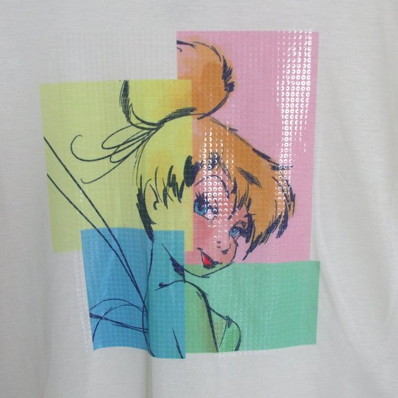 Disney Parks Tink Tinkerbell Wide Neck Loose-Fit Sleeveless Tee T-Shirt Size L - Picture 2 of 9